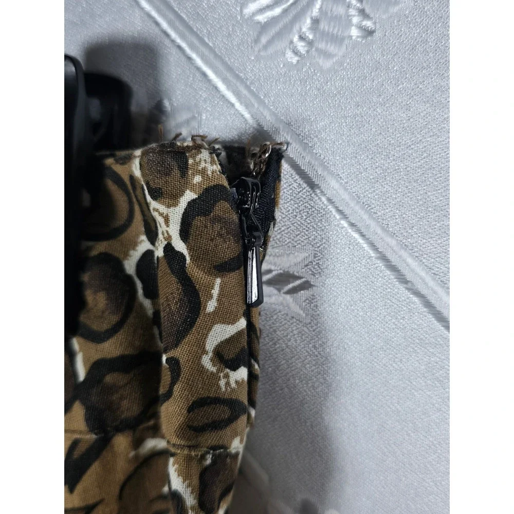 Westbound Petites Animal Print A-Line Skirt Brown‎ Leopard Tiger Cotton PXL